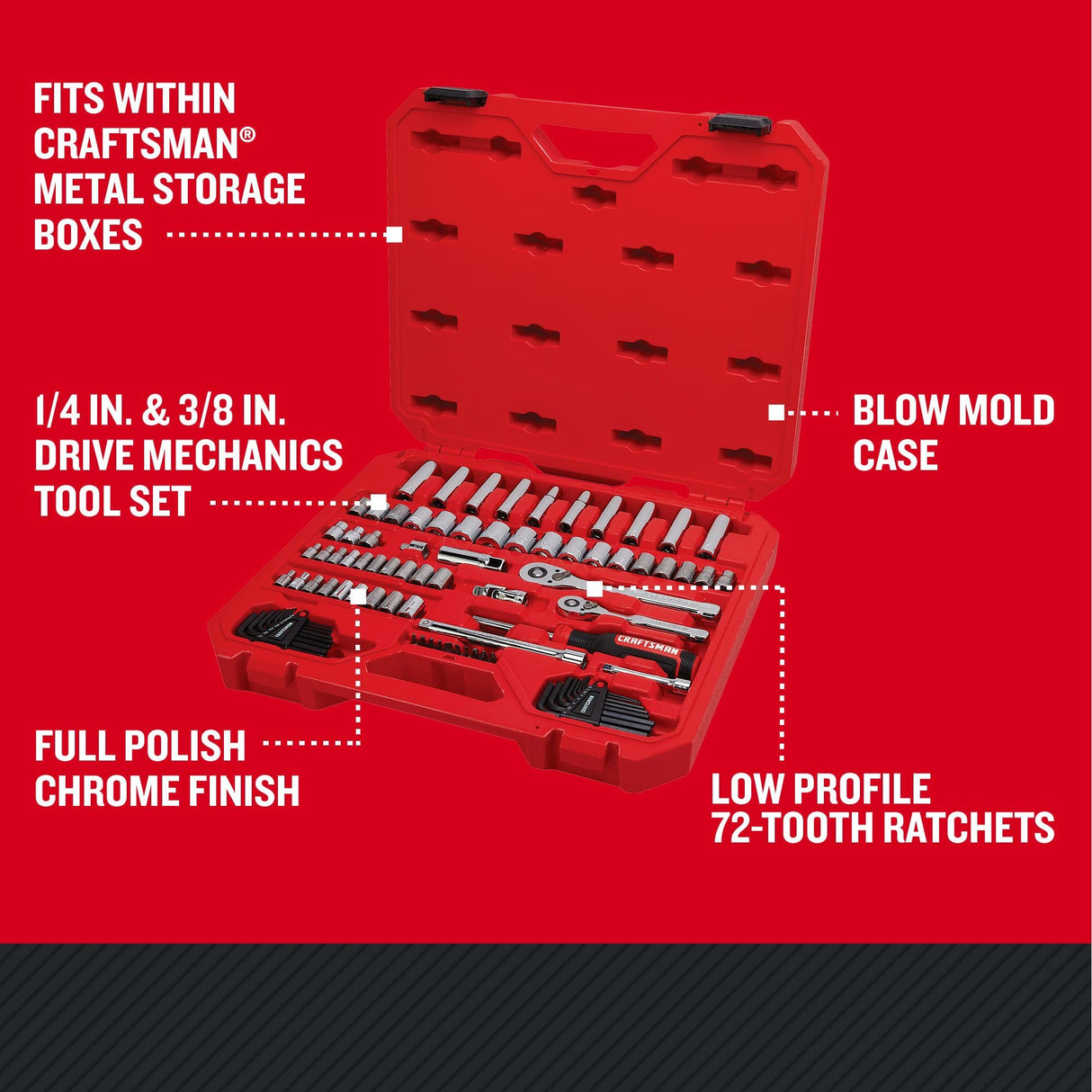 CRAFTSMAN Mechanics Tool Set, 83 Piece Hand Tool and Socket Set SAE/Metric (CMMT12121) CRAFTSMAN