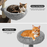 57.5-Inch Cat Tree with Litter Box Enclosure 2-in-1 Modern Cat Tower with Cat Condo/Hammock/Scratching Post/Plush Perch/Removable Pompom Sticks/Caves, Wooden Hidden Litter Box Furniture, Oak Brown OUTGOODS