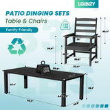 LOUNZY 9-Piece Patio Dining Set, 90'' Outdoor HDPE Luxury Table with 8 Weather-Resistant Chairs for Backyard, Deck, Lawn, Poolside, Black LOUNZY