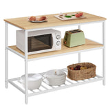VASAGLE Kitchen Island with 3 Shelves, 47.2 Inches Width Kitchen Shelf with Large Worktop, Stable Steel Structure, Industrial, Easy to Assemble, Oak Color and White UKKI001W09 VASAGLE