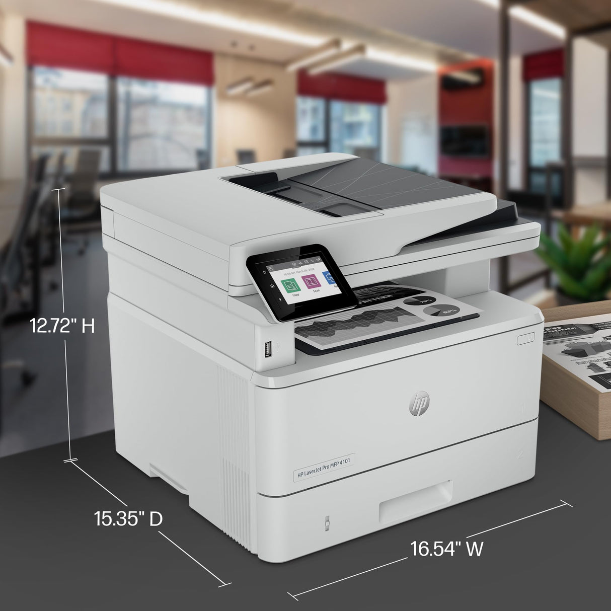 HP LaserJet Pro MFP 4101fdn Printer, Print, scan, copy, fax, Fast speeds, Easy setup, Mobile printing, Advanced security, Best for small teams, Ethernet/USB only HP
