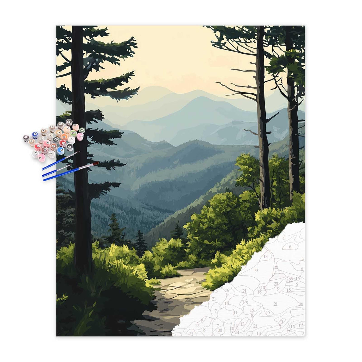 Great Smoky Mountains Paint by Numbers, Easy Canvas Paint by Numbers for Adults, Great Smoky Mountains National Park Paint by Number Kits, Gift Home Wall Decor - Mount Tree Landscape(16x20inch) Artbrush Tower