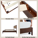 Bme Nipe 14 Inch Bohemian Bed Frame with Adjustable Woven Headboard - Rustic & Vintage Unique Style with Acacia Wood - No Box Spring Needed - Easy Assembly - Twin, Walnut Bme