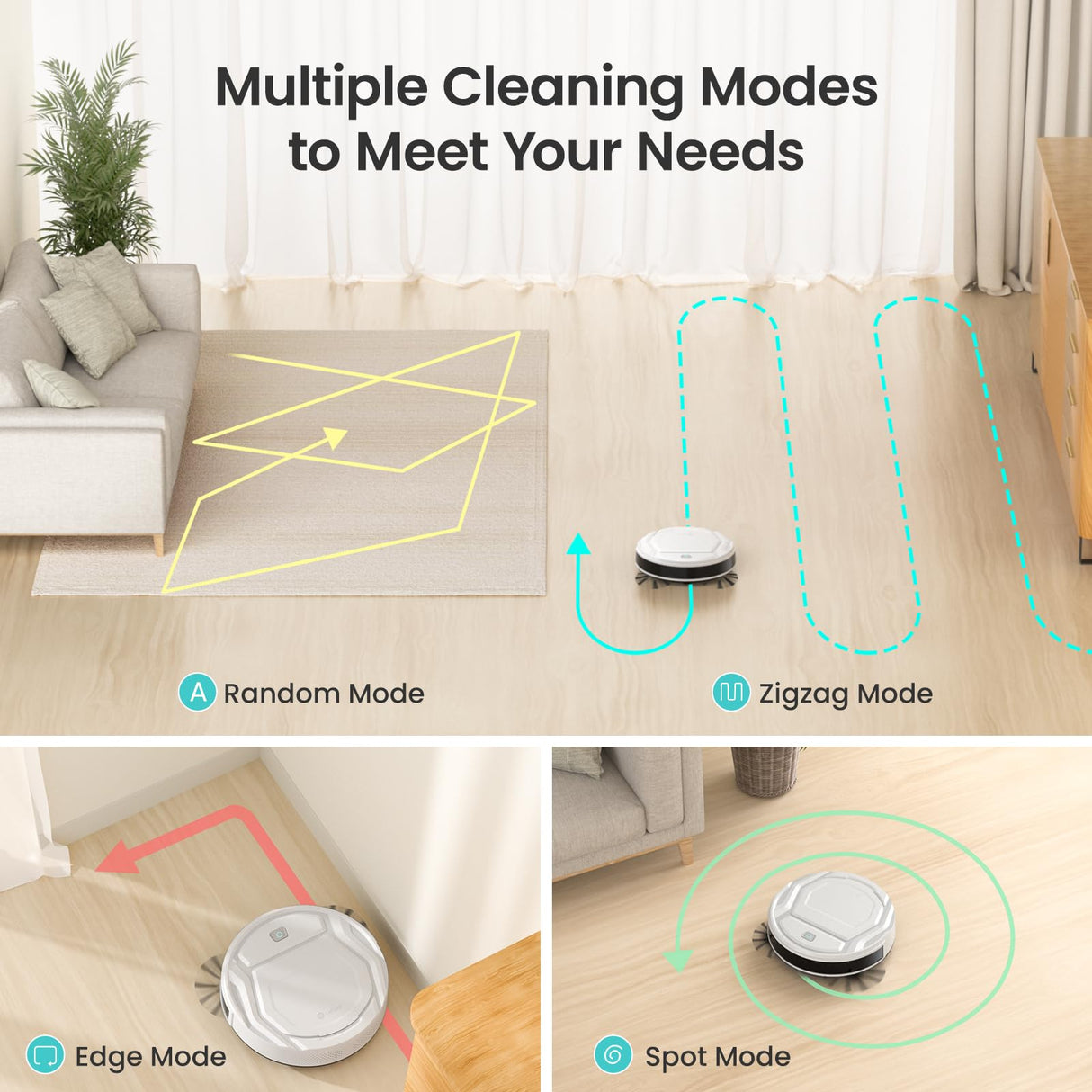 Lefant Robot Vacuum Cleaner, Strong Suction, 120 Mins Runtime, Slim, Low Noise, Automatic Self-Charging, Wi-Fi/App/Alexa Control, Ideal for Pet Hair Hard Floor and Daily Cleaning, M210 Lefant