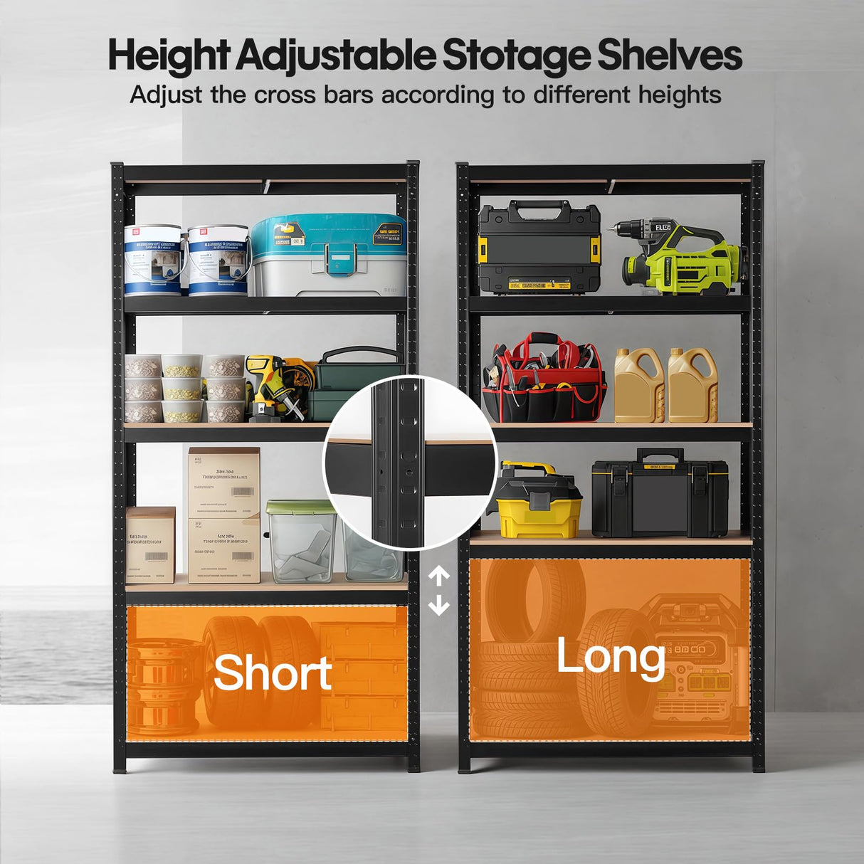 Panana 5 Tier Racking Shelf 59x27.5x11.8 inch Garage Shelving Storage Shelves Unit 1.5M Higher Workshop/Commercial/Industrial/Kitchen Utility Rack Shelf Organizer (Black, 150X70X30CM) Panana