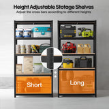 Panana 5 Tier Racking Shelf 59x27.5x11.8 inch Garage Shelving Storage Shelves Unit 1.5M Higher Workshop/Commercial/Industrial/Kitchen Utility Rack Shelf Organizer (Black, 150X70X30CM) Panana