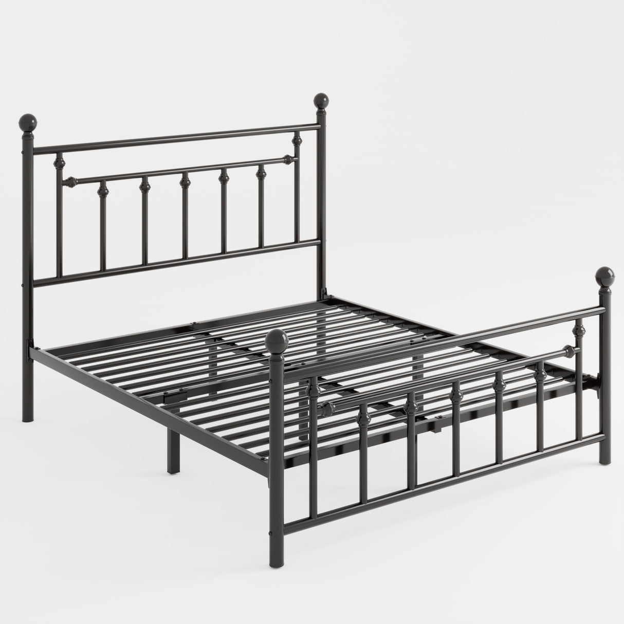 SHA CERLIN 14'' Queen Size Metal Platform Bed Frame/Victorian Headboard and Footboard/Steel Slats Mattress Foundation for Storage/No Box Spring Needed/Noise Free/Black SHA CERLIN