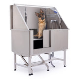 CO-Z 50” Dog Bathing Station for Large Dogs, Professional Dog Grooming Tub Pet Dog Washing Station for Home, Large Dog Bathtub with 304 Stainless Steel Tank, Removable Floor Grate, Steps, Faucet CO-Z