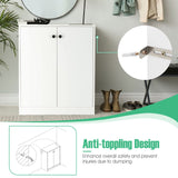 Giantex 2 Door Storage Base Cabinet - Freestanding Floor Cabinet with 3-Tier Shelf, Non-Slip Foot Pads, Kitchen Cupboard Storage Organizer for Living Room, Hallway, Entryway, Office (White) Giantex
