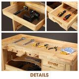 DNA MOTORING Heavy Duty Wood Workbench, Wooden Workbench with 5 Drawers for Workshop, Garage, W/Adjustable Handle, TOOLS-00524 DNA MOTORING