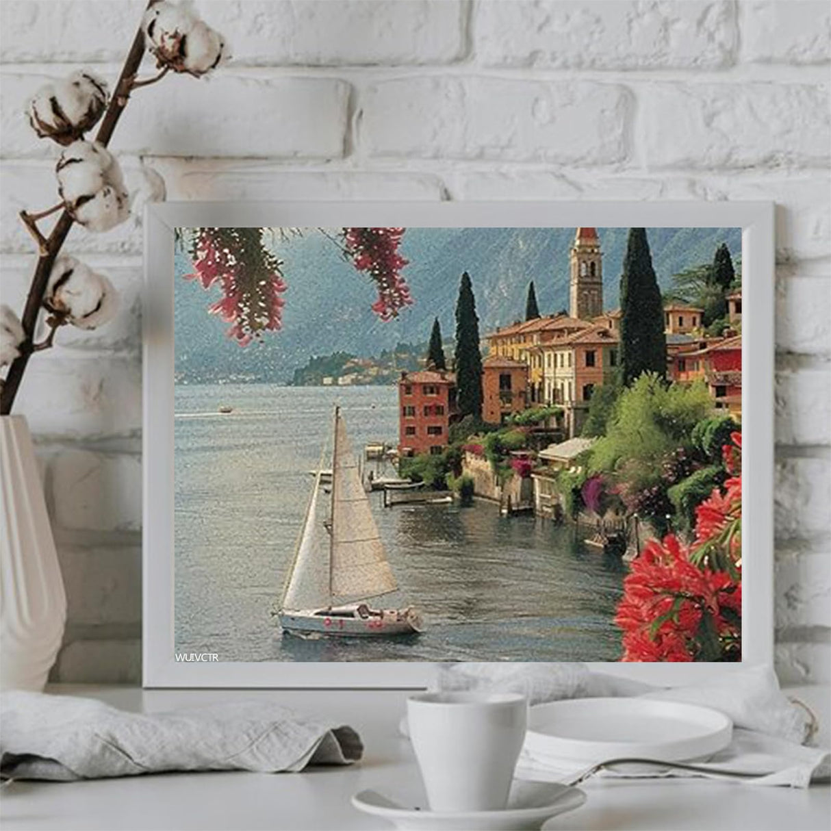 WUIVCTR Italy Lake Como Landscape Paint by Numbers for Adults Beginner DIY Painting Kits Wall Art for Home Office Decor Style 16x20inch WUIVCTR