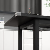 iPormis 5-Piece Dining Table Set for 4-8 People, Extendable Kitchen Table Set with 2 Benches and 2 Square Stools, Mid-Century Dining Room Table with Metal Frame & MDF Board, Saving Space, Black iPormis