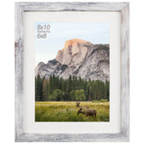 AEVETE 8x10 Picture Frame White Distressed Display Photos 6x8 with Mat or 8x10 without Mat for Wall Tabletop AEVETE
