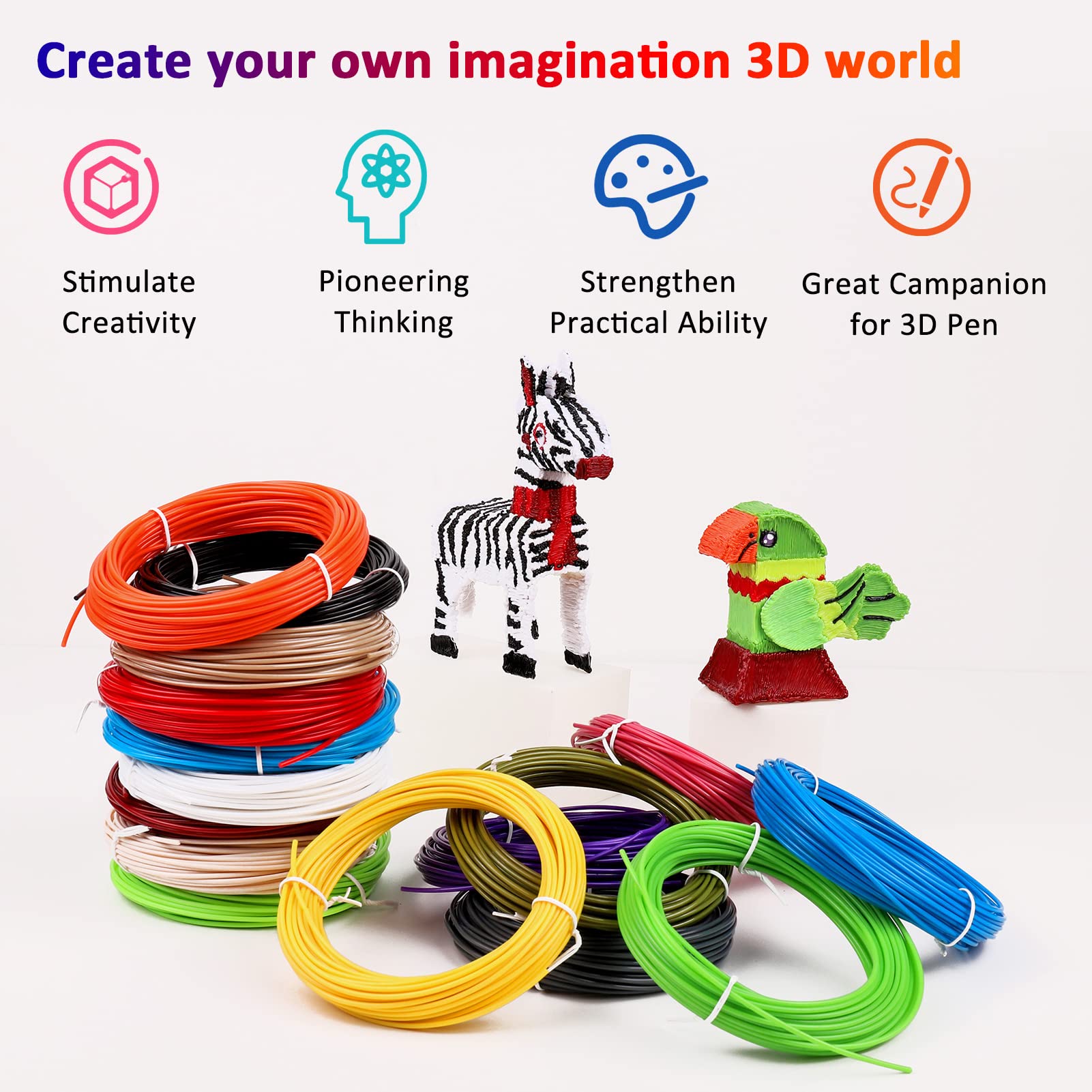 dikale 3D Pen Refills 3D Printer Pen Filament 1.75mm PLA (640 Feet 16 Colors) Bonus 250 Stencils eBooks - 3D Pen Filament - WoodArtSupply