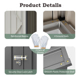 4x7 FT Lean-to Metal Storage Shed with Single Lockable Side Door, Sloping Roof Galvanized Steel Outdoor Tool Shed for Garden, Patio & Backyard Storage Mulinsonfly