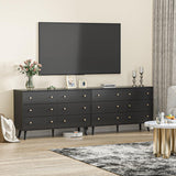 HOUROM Black Dresser, Modern 6 Drawer Double Dressers, Wood Chest of Drawers for Living Room, Hallway, Entryway HOUROM