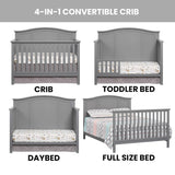 Oxford Baby Emerson 4-in-1 Convertible Baby Crib, Dove Gray, GreenGuard Gold Certified Oxford Baby