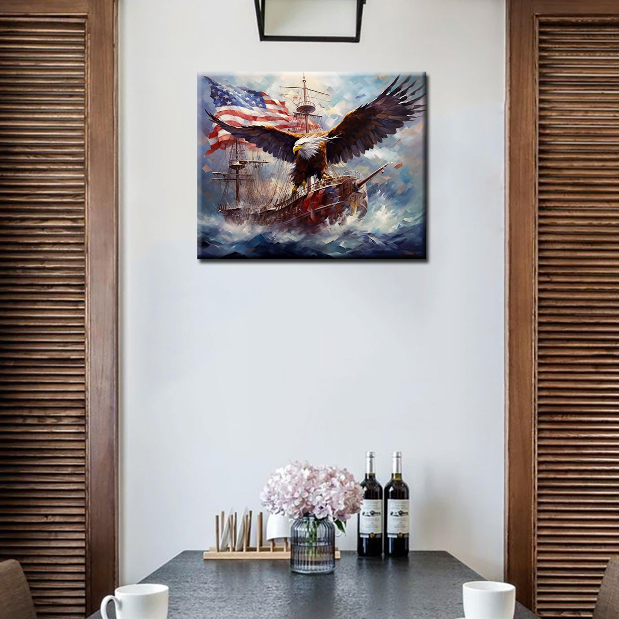 Tucocoo Warship Paint by Numbers for Adult,Painting Kits for Adults Sea Eagle Paint by Numbers Handmade Hanging Patriotic Acrylic Painting Kit Canvas Decor Artwork Home Wall Decor 16x20inch Frameless Tucocoo