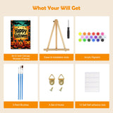 MOGTAA Halloween Ghost Paint by Numbers Kit for Adults Beginners with Frame, Fall Landscape Adult Paint by Number Kits on Canvas with Easel, Easy DIY Oil Painting Kits for Home Decor, 8x12in MOGTAA