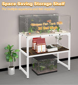 Mondazie 20 Gallon High Rimless Fish Tank Stand with Shelf for Storage, 2 Tiers Metal Aquarium Stand, Breeder Tank Turtle Reptile Terrariums Stand Rack for Home Office, 24" L x 12" W x 20.5" H, White Mondazie