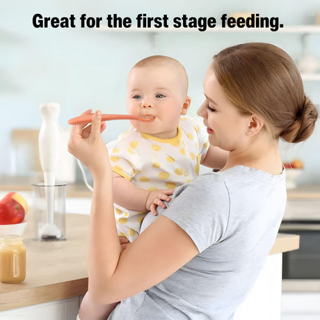 PandaEar 7 Pack Silicone Baby Feeding Spoons, First Stage Training Spoon Infant Utensils Feeding Supplies, BPA Free Gum-Friendly Soft Tip Baby Led Weaning Spoon PandaEar