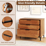 Giantex 3-Drawer Dresser for Bedroom, Multipurpose Chest of Drawers, Mid-Century Modern Storage Cabinet with Anti-Tip Kit, Clothes Organizer, 30”W Nightstand for Closet, Living Room, Entryway, Cherry Giantex