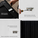 mopio Brooklyn Headboard, 62.4" Wide Headboard Only, Wood Headboard, Modern Farmhouse, Boho, Wall Mount, Fluted Panel, Wingback Design (Black Oak, Queen) mopio