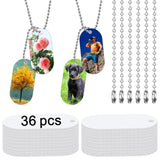 36 pcs Sublimation Dog Tags Blanks,Sublimation Necklace Blank Metal Sublimation Tag Pendants Double Sided Blank Sublimation Tags,Dog tag Chain Dog tag Sublimation Blank Metal LIZOIDZSM