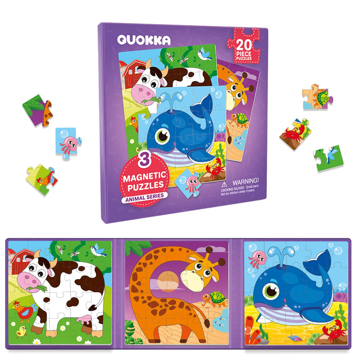 QUOKKA Magnetic Puzzles for Toddlers 2-4 - 20 Pieces Sudoku Puzzles Games for Kids Ages 3-5 - Animal Car Activities Toy for Boys and Girls 4-6 yo - Learning Magnet for Road Trip QUOKKA