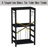 YAKANJ End Table with LED Light,Record Player Stand with Albums Storage,Vinyl Records Storage,Turntable Stand Side Table for Music Room Studio Living Room Bedroom-Modern Black YAKANJ