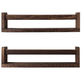 JORIKCHUO Nursery Book Shelves, Set of 2 Wood Floating Book Shelves for Kids Room, Kitchen Spice Rack, or Rustic Wall Mounted Shelves for Farmhouse Bathroom Decor (Carbon Brown) JORIKCHUO
