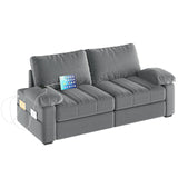 Yaheetech 79" Sofa Couch Modern Velvet Couch with Removable Covers & USB Ports Oversized Loveseat Sofas with Storage Pockets for Living Room Bedroom Apartment Gray Yaheetech