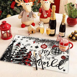 Heirloom Haven Christmas Placemats Set of 4, 12x18 Inch Christmas Tree Xmas Ball Table Mats Winter Joy to The World Seasonal Holiday Place Mat Table Decoration for Kitchen Dining Home Party Decor Heirloom Haven