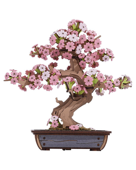 ROBOTIME Sakura Bonsai 3D Puzzles Wooden Artificial Cherry Blossom Tree DIY Model Building Kit for Home Decoration and Office Art Creative Gifts ROBOTIME