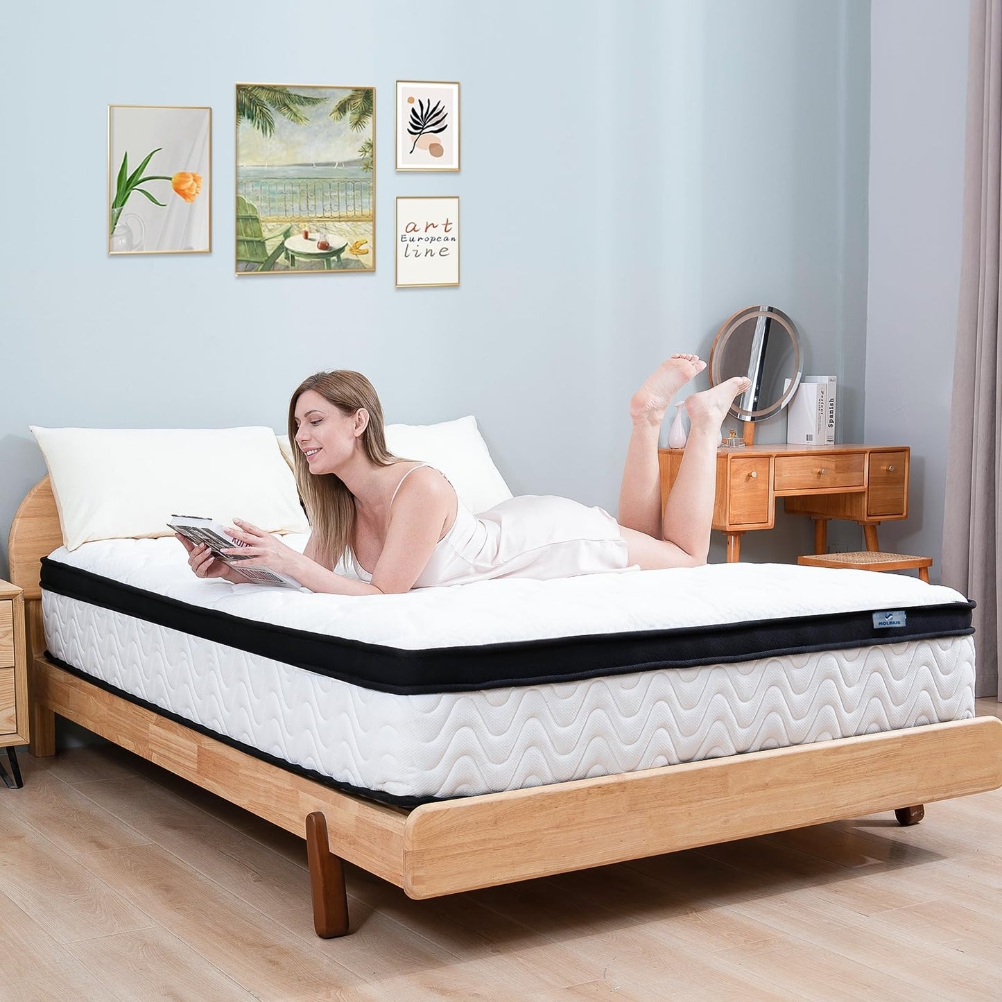 MOLBIUS Twin Mattress | 10 Inch Twin Size Hybrid Mattresses in a Box | Medium Firm Memory Foam and Individual Pocket Springs | Fiberglass Free Bed Matress | Breathable | CertiPUR-US