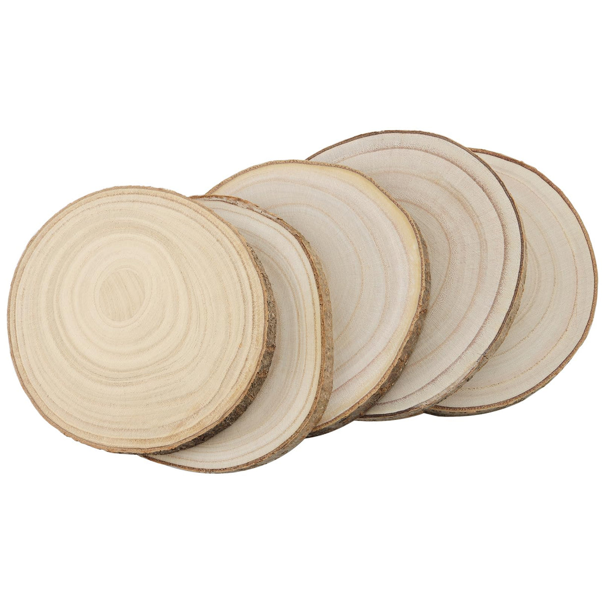 KINJOEK 10 PCS 7-8 Inch Large Natural Wood Slices with Bark, Unfinished Wooden Coasters Circles, Blank Round Wood Ornaments Slices Bulk for Centerpieces Craft Wedding Party Christmas Decor KINJOEK