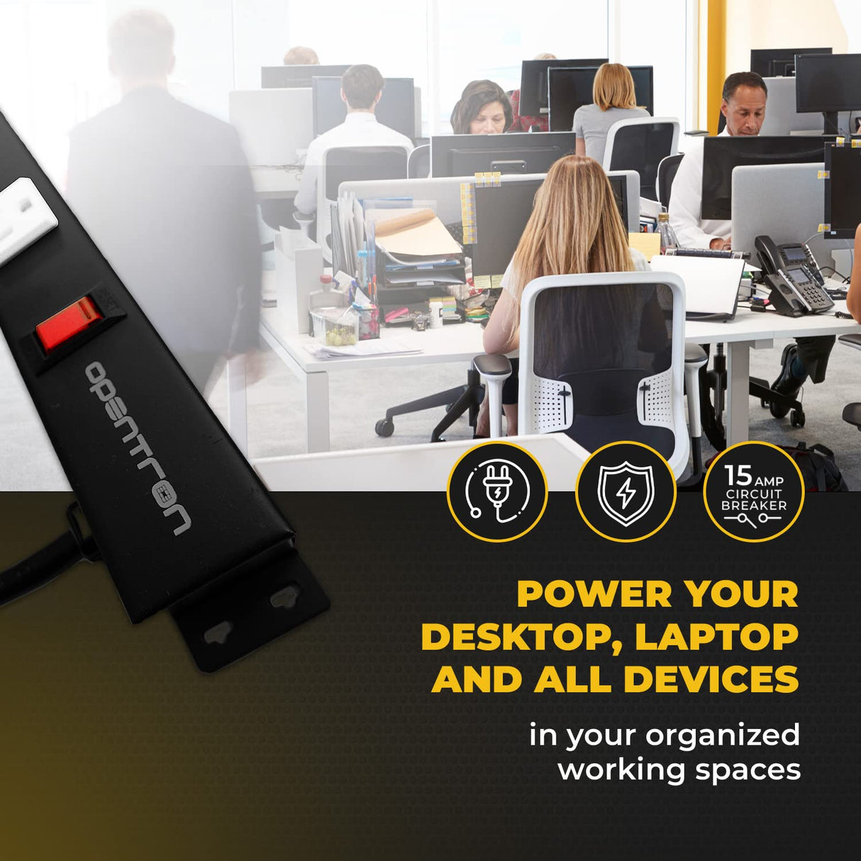 Opentron 12 Outlets 4 Feet Body Heavy Duty Metal Surge Protector Power Strip (4 Feet 12 Outlet 6 Feet Power Cord) opentron