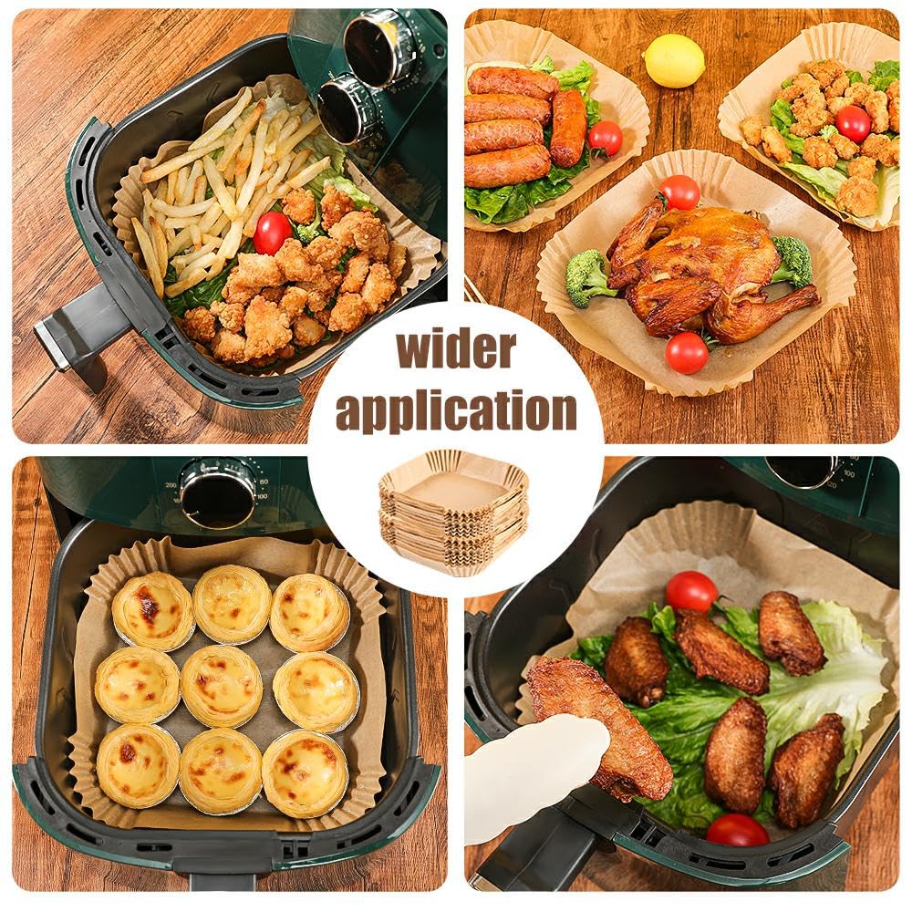 7.5 Inch Air Fryer Parchment Paper Liners Square,150 Pcs Non-stick &Oil-proof Air Fryer Liners Disposable for 2-5 QT Frying,Baking,Roast M-bestl