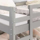 Walker Edison Alexander Classic Solid Wood Stackable Jr Twin over Twin Bunk Bed, Twin over Twin, Grey Walker Edison