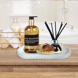 dwellington Wooden Farmhouse Decorative Tray, 12in Rustic Beaded Tray for Living Room Decor, Kitchen Table Décor, Oval Coffee Table Serving Tray (White) dwellington