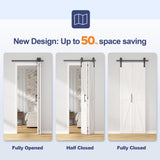 ROOMTEC 30"x84" Solid Pine Bi-Fold Closet Door, White Finish Folding Interior Door, Pre-Assembled, with Track Hardware, for Bedroom, Wardrobe, Laundry Room ROOMTEC