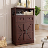 Dark Brown Storage Cabinet with Doors and Shelves - Farmhouse Kitchen Pantry Cabinet with Storage, Coffee Bar Station, Hutch Cupboard for Kitchen, Living Room, Home Office, Dining Room FiveWillowise