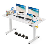 KORGOL Electric Standing Desk 63 x 24 Inches Adjustable Height Sit Stand Up Desk for Home Office Computer Desk Memory Preset with Wheels, White KORGOL