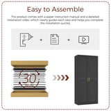 Kubohogar 71" Tall Metal Pantry Cabinet, Black Kitchen Pantry Storage Cabinet with 4 Adjustable Shelves and Gold Handles, Cupboard for Kitchen, Dining Room, Living Room, Bathroom Kubohogar