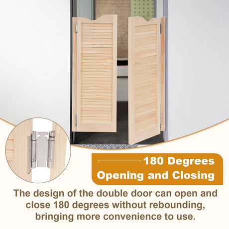 Undercat Swinging Door Cafe Doors Pine Wood Partition Door Saloon Doors Two-Way Double Doors for Hallway Porch Kitchen Bar Pub Entrance Partition, 35.83 * 42.13 in, Wood Color Undercat