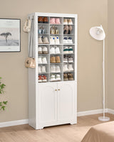 Huaneri Shoe Storage Cabinet with Doors, 30 Pairs Free Standing Closet Organizer, 8.8" Widened Cell Wood Shoe Organizer, 10 Tiers Space Saving Vertical Shoe Rack for Entryway, Bedroom, White SR18903X Hzuaneri