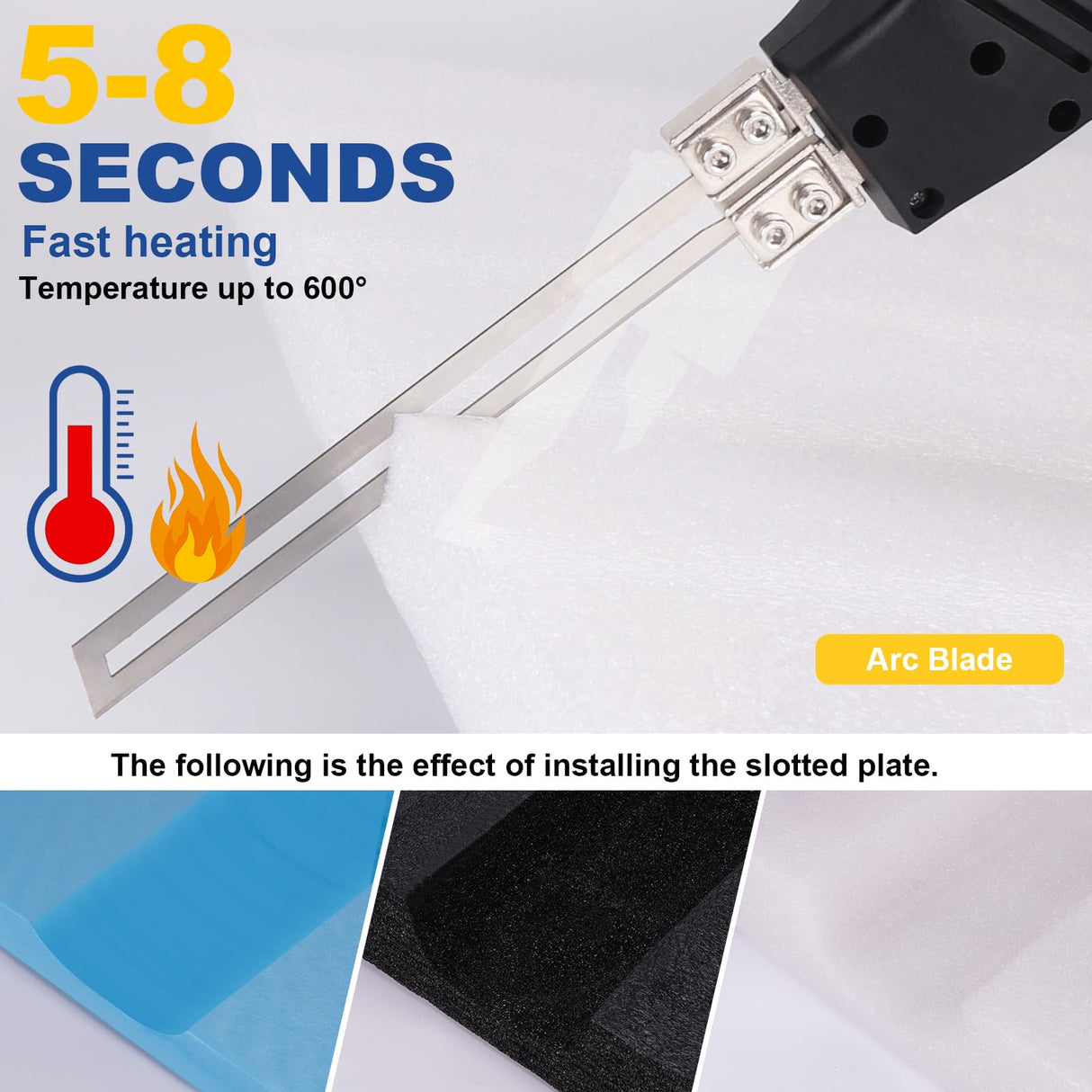 Komsepor Foam Cutter with Slotting/Groove Electric Hot Knife Styrofoam Cutter Foam Cutting Tool Air Cooled Hot Knife Foam Cutter 200W 110-120V (5 Blades) for EPP, EPS, XPS, EPE, KT Board, Sponge Komsepor