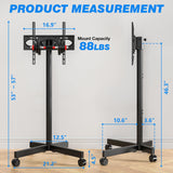 Rfiver Mobile TV Cart Rolling TV Stand for 23-60 Inch Screens, Portable TV Stand on Wheels with Tilt and Height Adjustable, Outdoor TV Stand Mount Holds up to 88 lbs for Home Office MAX VESA 400x400mm Rfiver