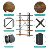 YITAHOME 5 Tier Bookcase, Artsy Modern Bookshelf, Book Rack, Storage Rack Shelves in Living Room/Home/Office, Books Holder Organizer for Books/Movies - Rustic Brown YITAHOME