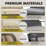 3 Piece Rocking Bistro Set Wicker Outdoor Patio Chairs Rattan Conversation Sets with Coffee Table for Patio, Porch, Backyard, Balcony, Poolside and Garden (Beige) Generic